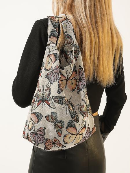 Women's Fashionable Butterfly Pattern Shoulder Bag, Shoulder Commuter Bag, Casual Versatile Handbag for Daily Used, Trendy All-match Bag for Commute, Work, Travel