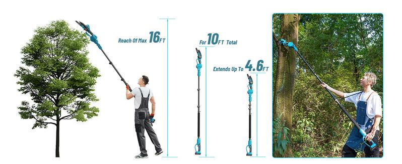 SeeSii 2-IN-1 Cordless Pole Saw & Mini Chainsaws, 6" Brushless Chain Saw with 2x 2.0Ah Battery, 16-Foot MAX Reach Brach Tree Saw with Extension Pole for Wood Cutting Garden CH600B  #TikTokShopBlackFriday