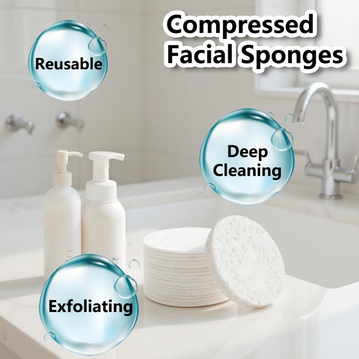 Trending 50-Pack Compressed Facial Sponges, Premium Natural Cellulose Face Wash Puff, Game-Changer Deep Cleansing Skin Sponge for Mud Mask, Lifesaver Travel-Size Makeup Removal Tool, Hot Sale Beauty Hack, Facial Care Tools