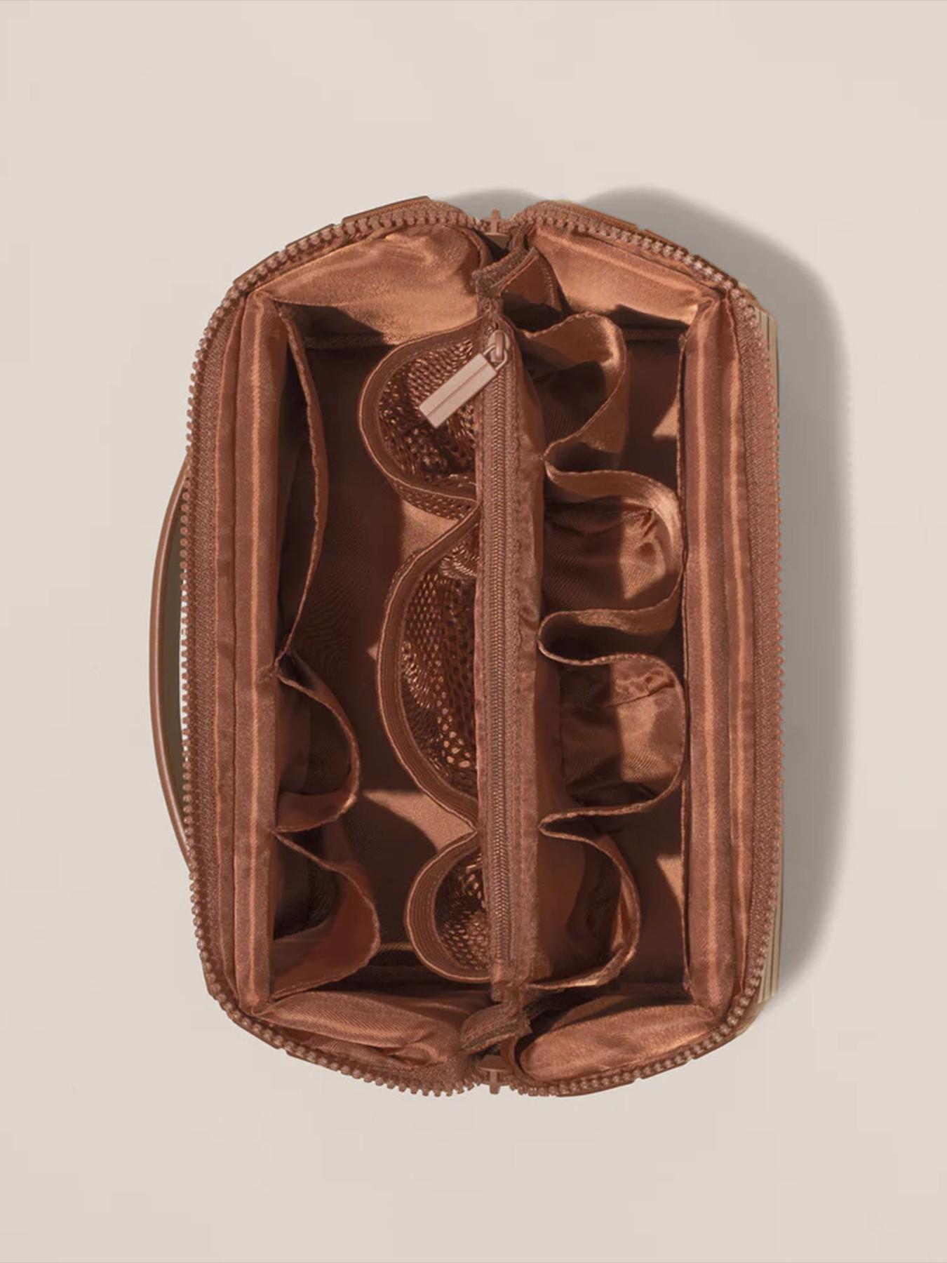 2026 New Geometric Diamond Pattern Makeup Bag, Foldable Large Capacity Divided Portable Cosmetic Storage Bag, Travel Wash Bag