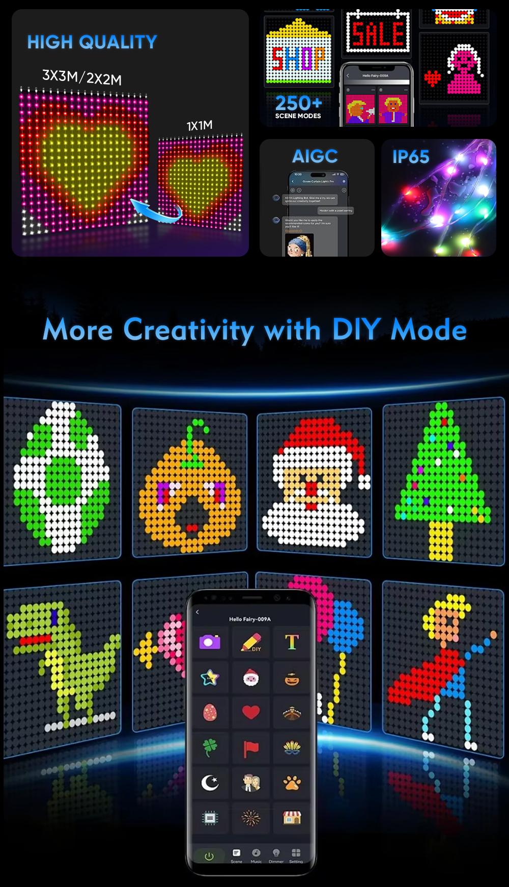 Smart LED RGB Curtain Light, 16 Million Colors, APP Control DIY Pattern & Picture Upload Atmosphere Lamp, IP67 Spherical String Holiday Party Lights For Indoor and Outdoor Window Decoration Smart LED RGB Curtain Light, 16 Million Colors, APP Control DIY Pattern & Picture Upload Atmosphere Lamp, IP67 Spherical String Holiday Party Lights For Indoor and Outdoor Window Decoration