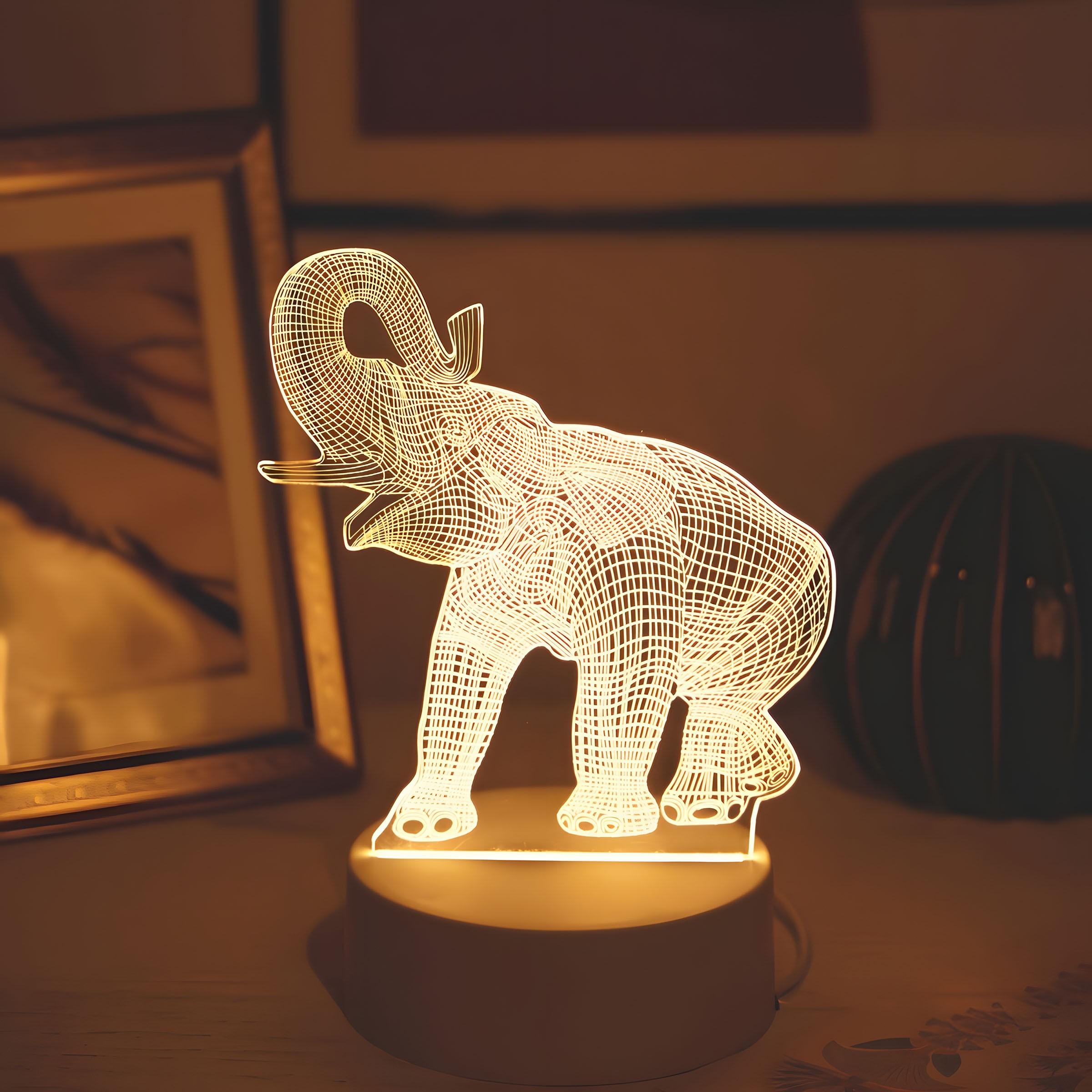 USB Glow Elephant Creative Night Light, Cute Elephant Home Decor, Desktop Decoration, Living Room Room Decor, Birthday Gift, Holiday Gift, Animal Night Light