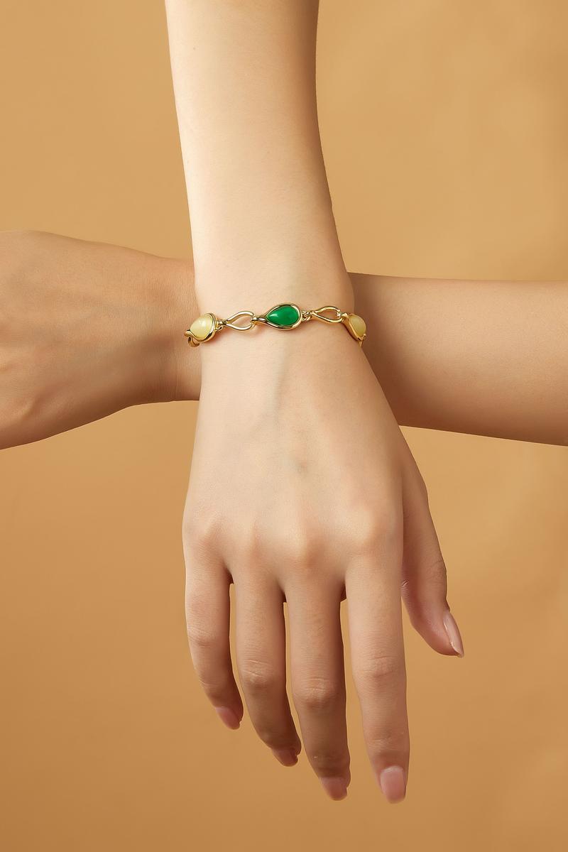 Aprilery Waterdrop-Shaped Link Bracelet – Crystal Elegant Multi-Colored Gemstone Jewelry for Women