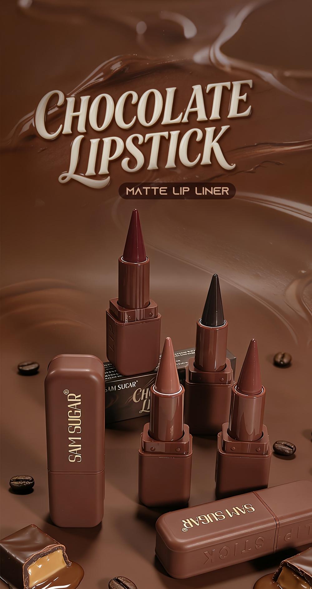 1pc SAM SUGAR Chocolate Matte Lipstick, 6 Colors Long-Lasting Waterproof Lip Stick, Smooth Velvet Lip Tint for Daily & Party Makeup