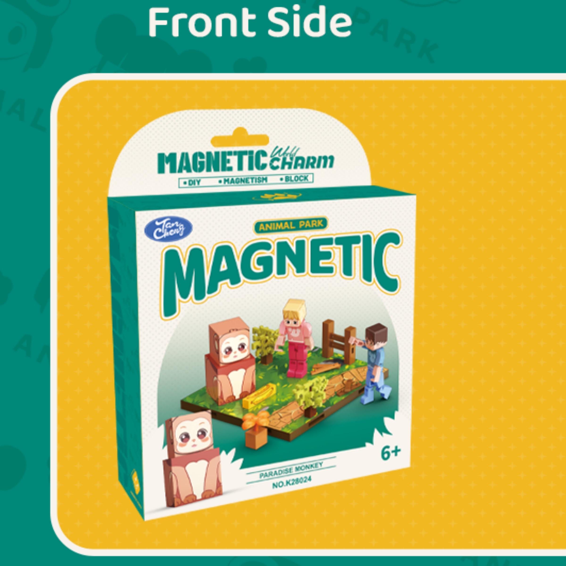 Magnetic Building Blocks DIY Puzzle Toy, Minecraft Animal Park Monkey Model, Educational Gift for Kids, Boys and Girls