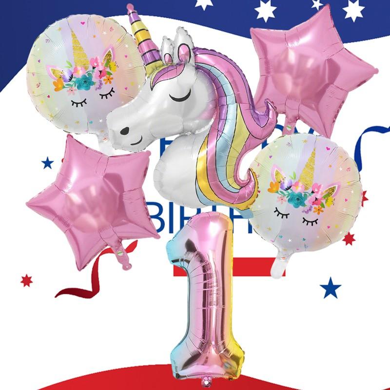 Unicorn Number Star Foil Balloons, Multi-Shape Mixed Colors, Perfect for Weddings, Anniversaries, Festivals, Parties, Events