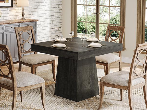 LITTLE TREE Square Dining Table for 4, 31.5-Inch Small Kitchen Table with Sturdy Pedestal Base, Farmhouse Dinner Table for Dining Room, Living Room, Kitchen LITTLE TREE Square Dining Table for 4, 31.5-Inch Small Kitchen Table with Sturdy Pedestal Base, Farmhouse Dinner Table for Dining Room, Living Room, Kitchen