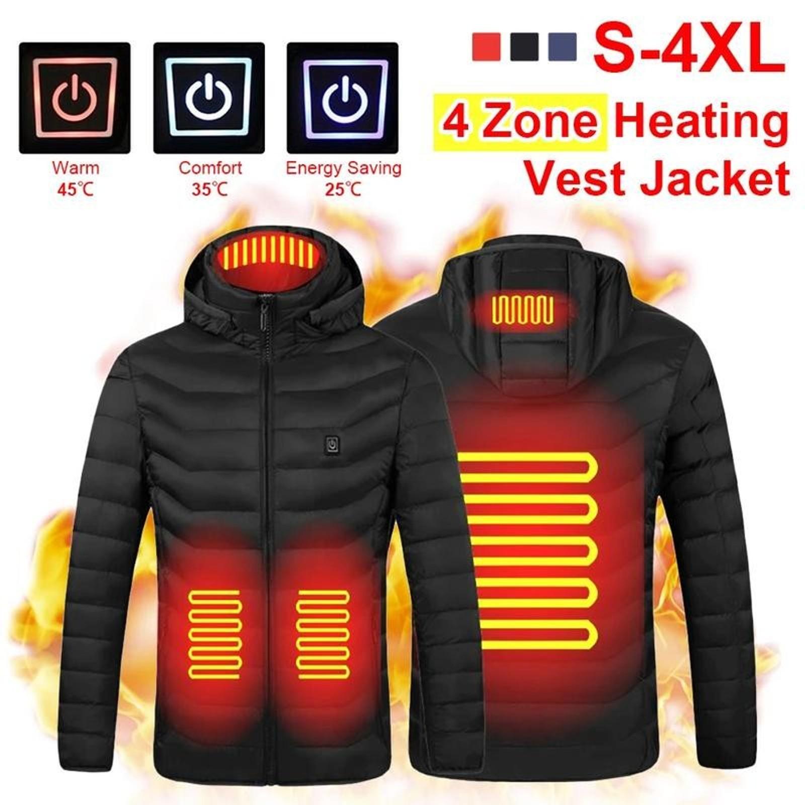 Men's 4-Zone USB Heated Winter Jacket Electric Warming Outdoor Thermal Coat Men's 4-Zone USB Heated Winter Jacket Electric Warming Outdoor Thermal Coat