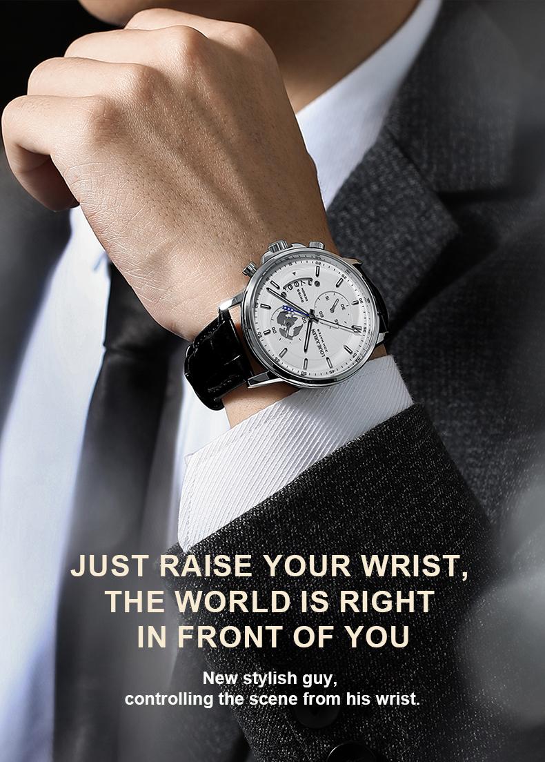 Elegant Men's Watch: Globe Design, 30m Water Resistance, Luminous Dial, Calendar & Chronograph | Stylish for Day & Business | Classic Timepiece Elegant Men's Watch: Globe Design, 30m Water Resistance, Luminous Dial, Calendar & Chronograph | Stylish for Day & Business | Classic Timepiece