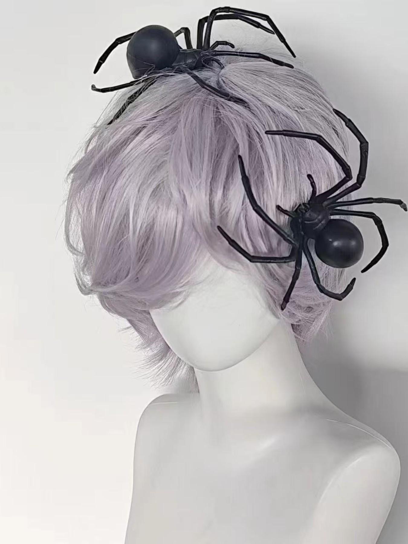 Halloween DIY Dark Gothic Spider Hair Clip, Punk Style Tribal Pattern, Unique Prank Headwear, All-Seasons Accessory