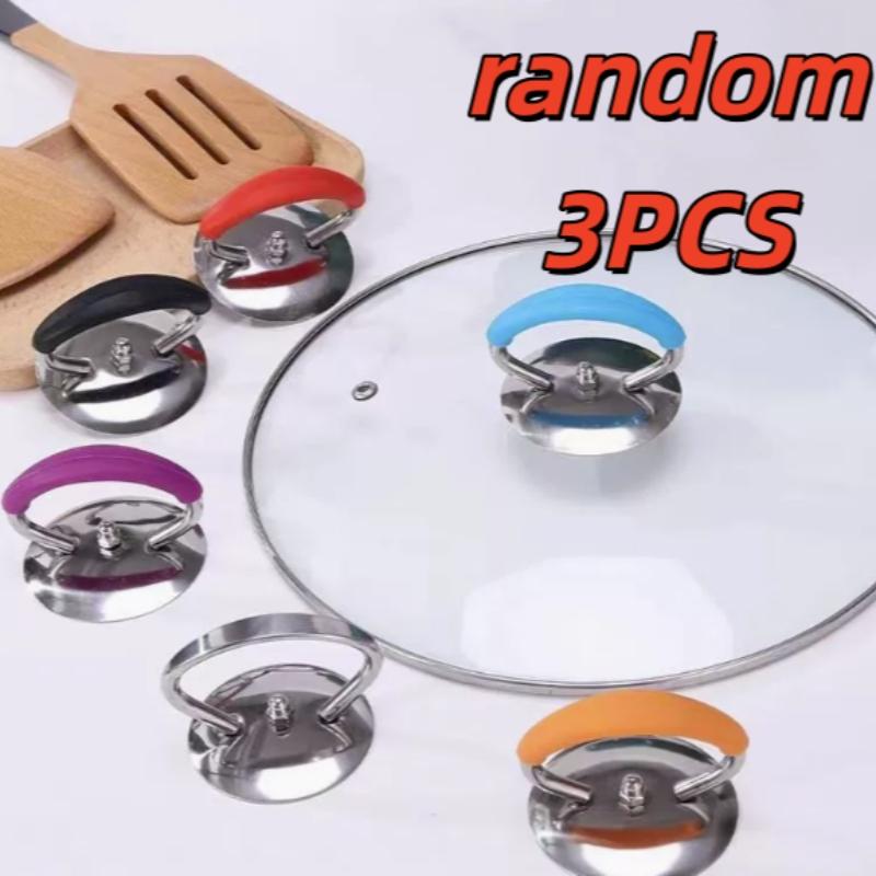 Stainless Steel Pot Lid Replacement Knob Set, Universal Fit for Glass Pots, Includes Non-Slip Gasket and Installation Screws