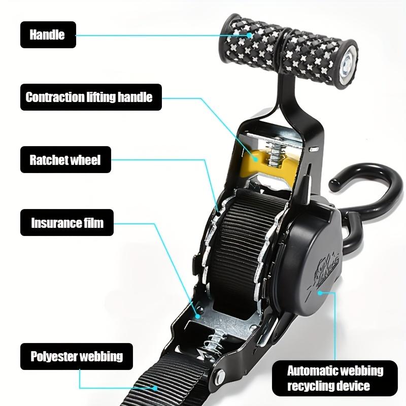 Automatic Retractable Cargo Tie Down Strap with Buckle Ultra Durable Nylon, Anti-Rust, Non-Slip, Secured Load Management, Cargo Trailer Straps, Perfect Holiday Gift