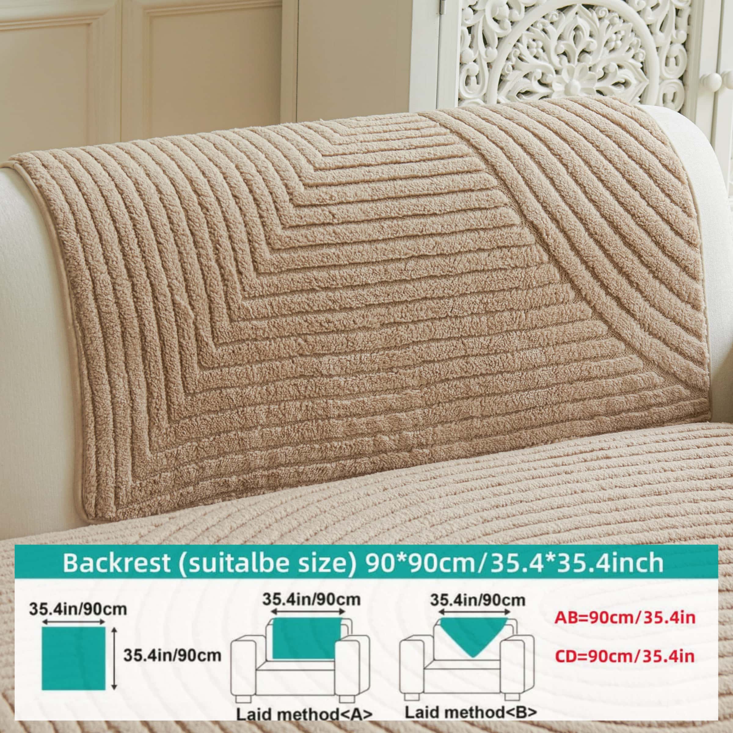 Pet Friendly Sofa Covers, Thick Ribbed Couch Protector, Non Slip Machine Washable Seat Cushion, Sofa Covers Available in Multiple Colors, Cozy Sofa Cover for Living Room Bedroom, Fits 1/2/3/4 Seater Sofas, Removable Washable Slipcovers