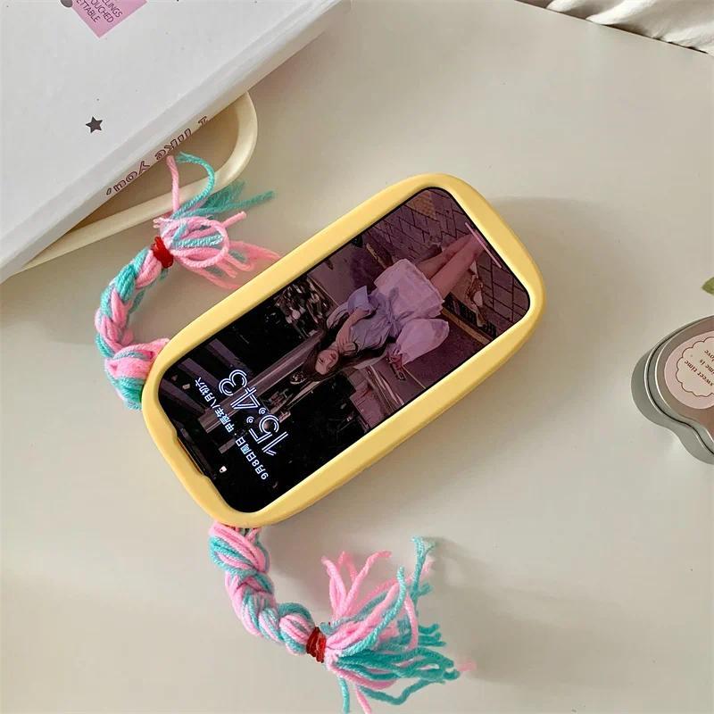 3D Funny long braid cute girl phone case iphone11 12 13 14 15 16 Pro 13pro Max Funny shockproof protection soft silicone Kawaii