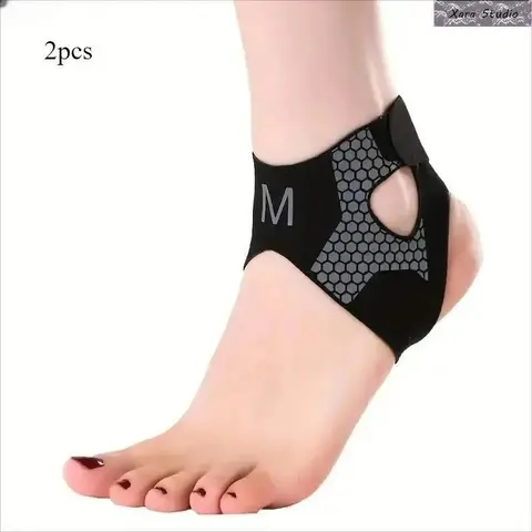 Summervibes Unisex 2-Pcs Thick Elastic Compression Ankle Support Brace - Soft Stabilizer Cuff, Flexible Athletic Guard, Sports Support for Adult Workout, Foot Joint Protection, Injury Recovery (Black)