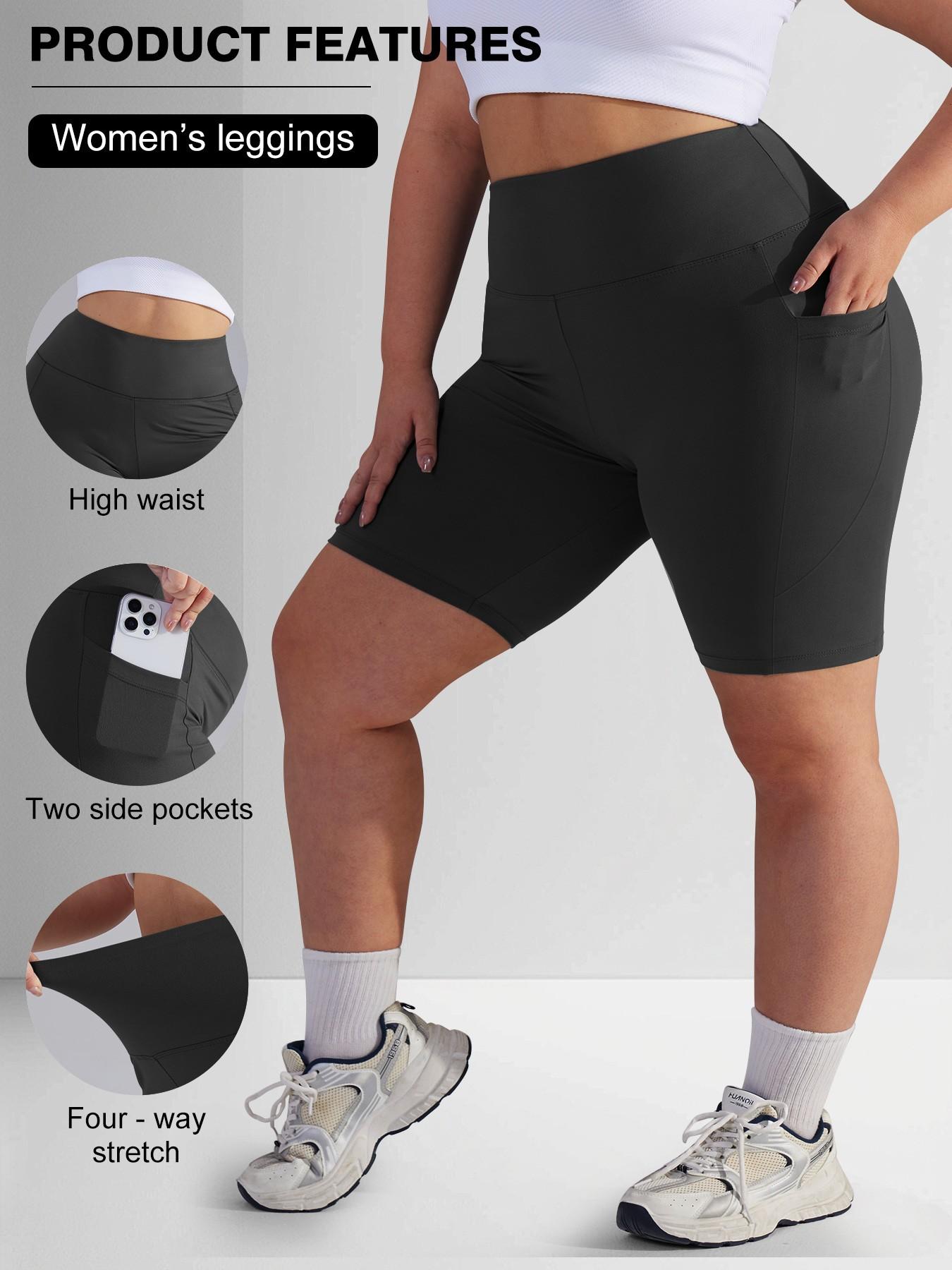 High Waist Pocket Tight Shorts, Crescent Shape Side Pockets, High Elasticity Four-Way Stretch Fabric, Soft Like Butter, Multi-Color Options, High Waisted Shorts