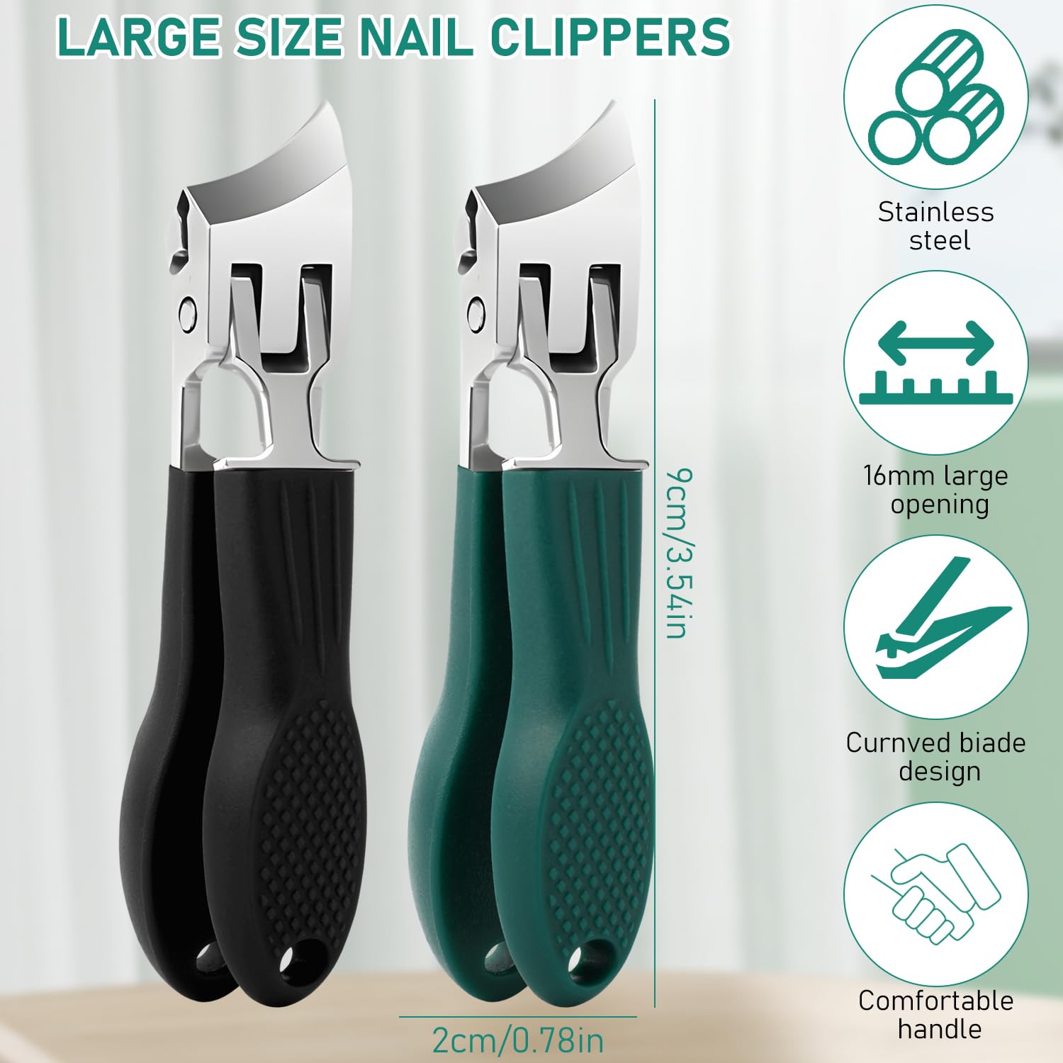 3-in-1 Eagle Beak Nail Clipper Set, Wide Jaw Anti-Splash Slanted Clipper, 25° Oblique Trimmer, Ingrown Toenail Clippers for Thick Nails, Perfect for Seniors