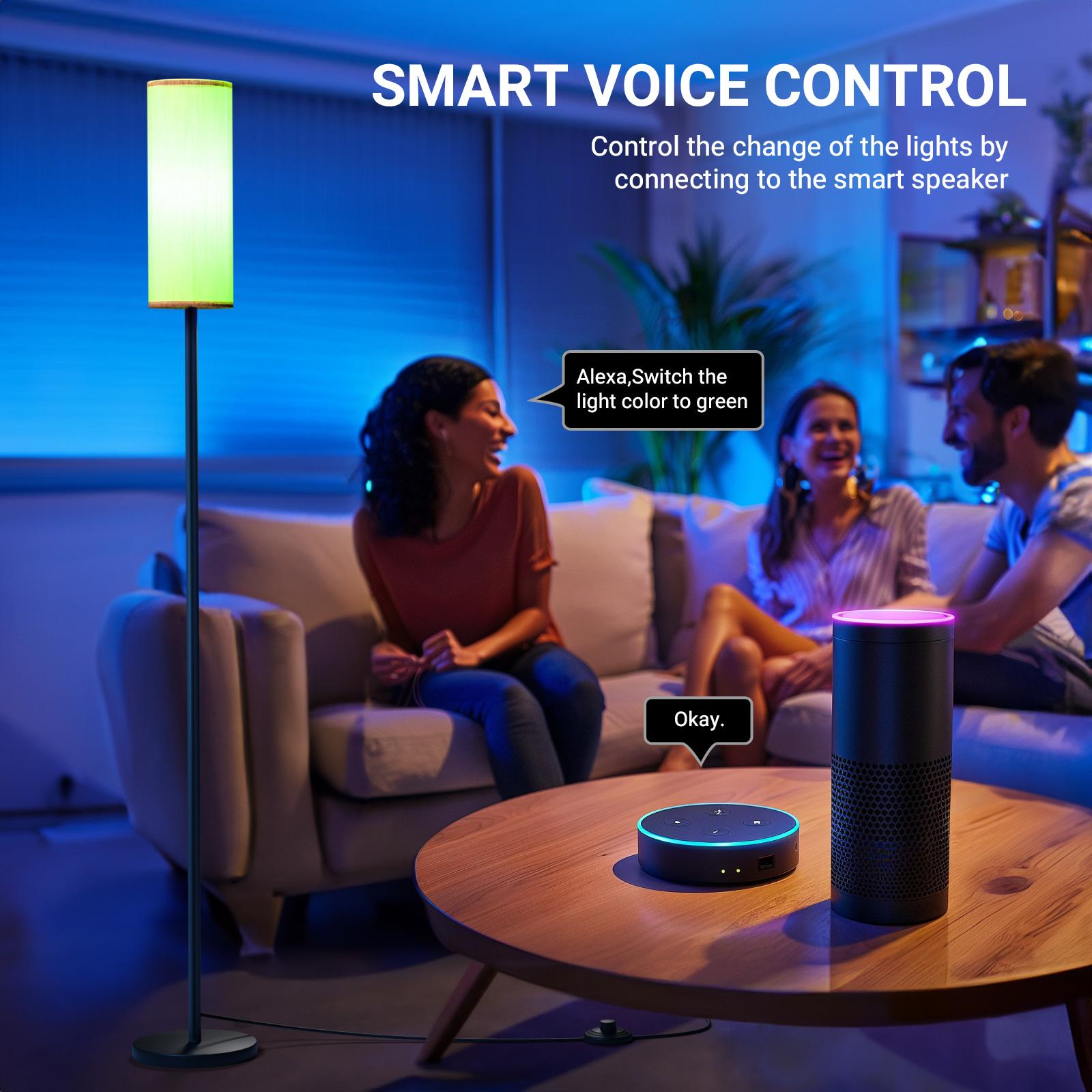 DAYBETTER Floor Lamps For Living Room, Dimmable 2700-6500k, Modern Floor Lamp With Remote, Tall Standing Lamps For Living Room Bedroom Office Corner, Foot Switch, Beige Shade, 9w Rgb Led Bulb.