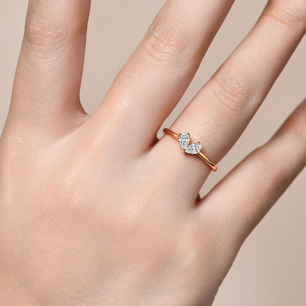 Pear Cut 5*3mm D Color VVS1 Synthetic Moissanite Ring for Women Wedding Band Engagement Gift Fine Jewelry R129