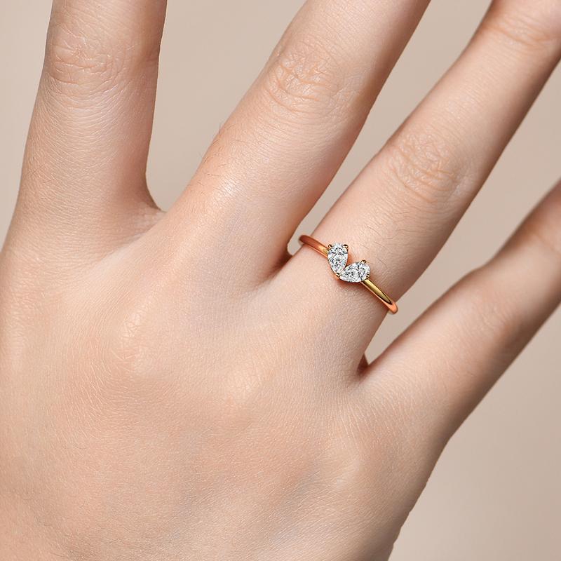 Pear Cut 5*3mm D Color VVS1 Synthetic Moissanite Ring for Women Wedding Band Engagement Gift Fine Jewelry R129