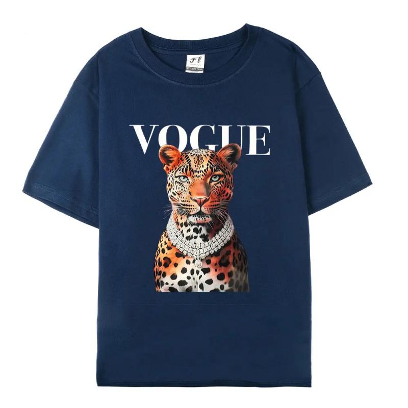 Fashionable leopard print T-shirt Casual women's clothing Streetwear