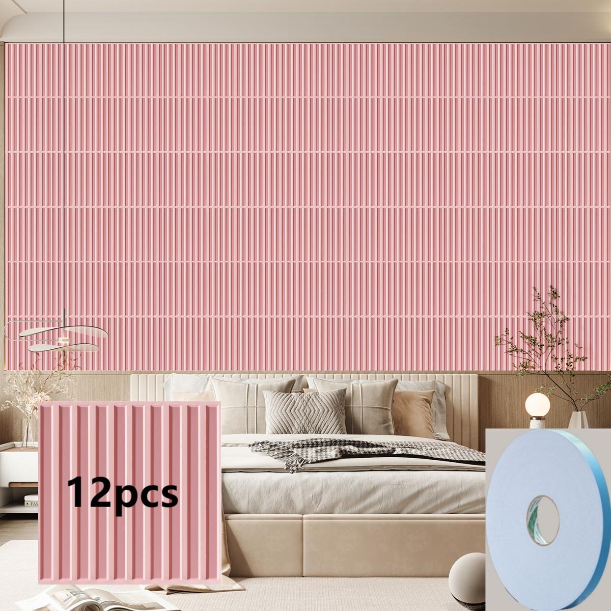 Kuujojo Striped Pattern Wall Panel with Tape, Self Adhesive Waterproof, Easy Installation, PVC Material 3D Wall Decor Panel, Multiple Pack Options, Wall Decorative Panel for Living Room Bedroom Study Room, Home Decoration, Waterproof Decorative Panels