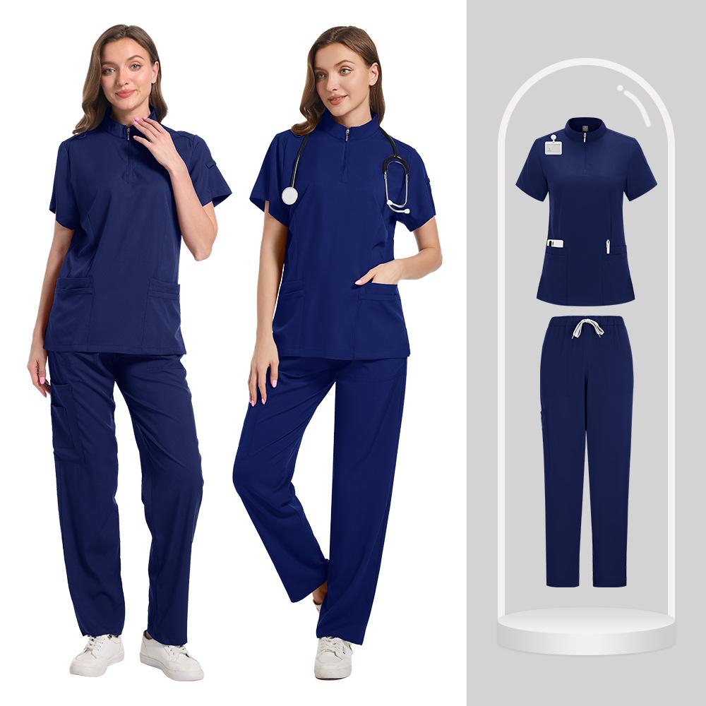 Ladies Beauty Salon Scrub Suit Maternity Center Workwear Pure Color Caregiver Uniform Comfortable Medical Outfit