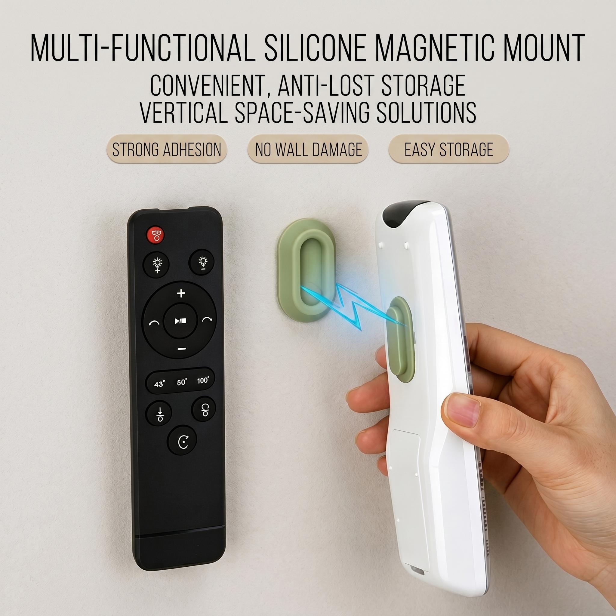 2/4 Pack Magnetic Remote Control Holder – Upgraded Silicone Magnetic Wall Mount for TV, Fan & Air Conditioner Remotes – Self-Adhesive, No-Drill Remote Control Holder Wall Mount-YY1
