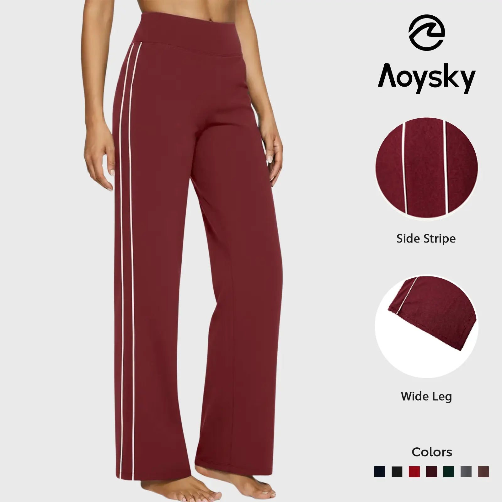 Aoysky Womens Wide Leg Pants High Waisted No Front Seam Buttery Soft Casual Lounge Yoga Pants