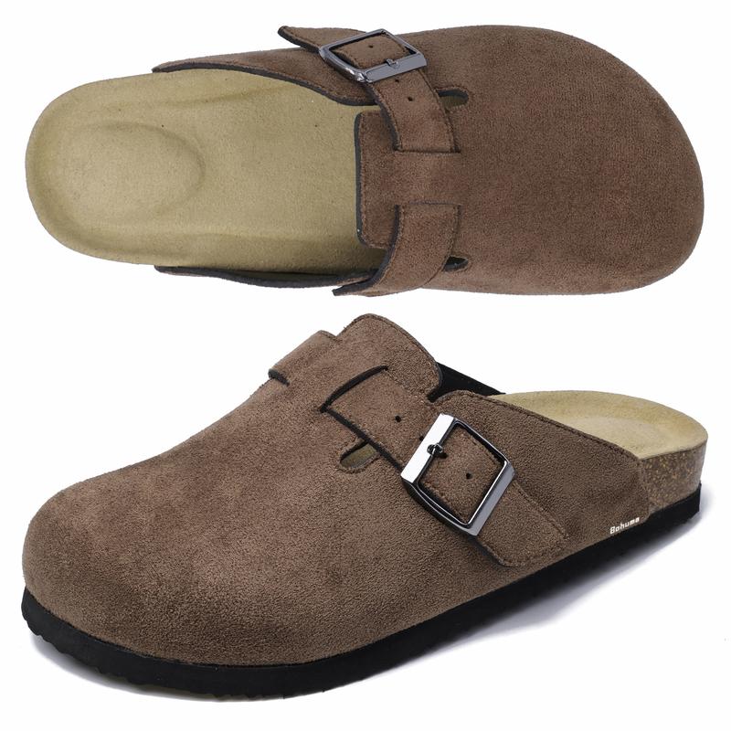 Womens Mens Clogs Cork Footbed Suede Slippers Potato Shoes with Adjustable Buckle for All Seasons