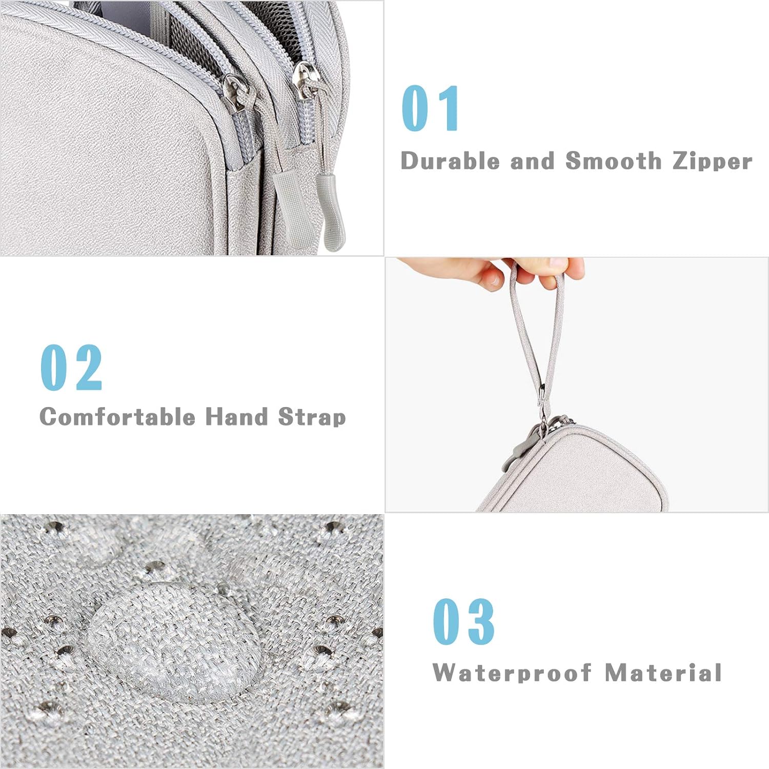 Travel Cable Organizer Pouch, Portable Double Layer Waterproof Cable Organizer, Travel Essentials Storage Pouch for Cord, Charger,Phone,Earphone, Travel Essentials