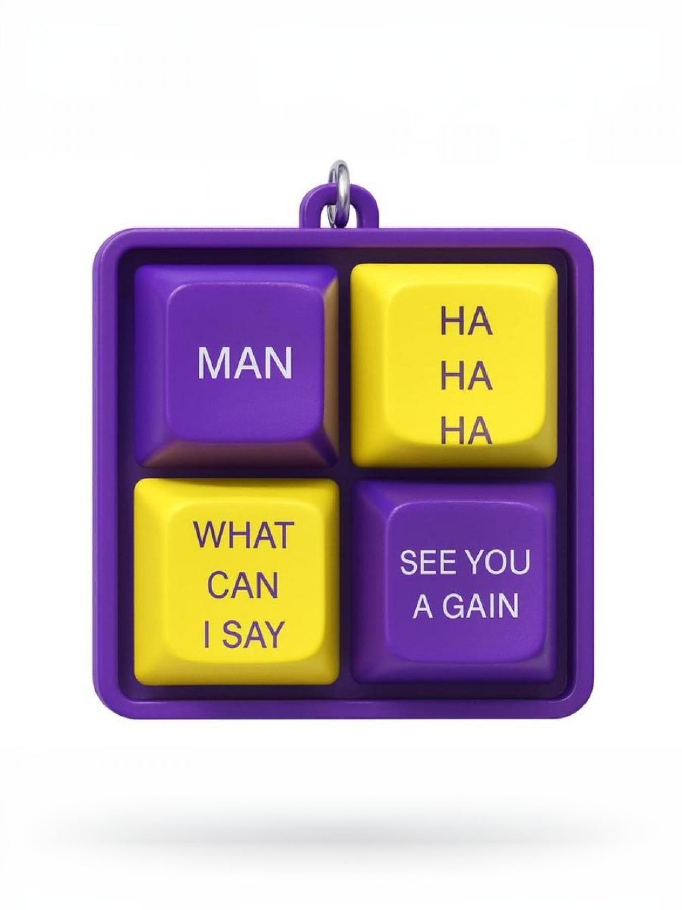 Mamba Theme 4-Key Sound Keycap Stylish Keychain Purple Gold Fun Collectible Gift