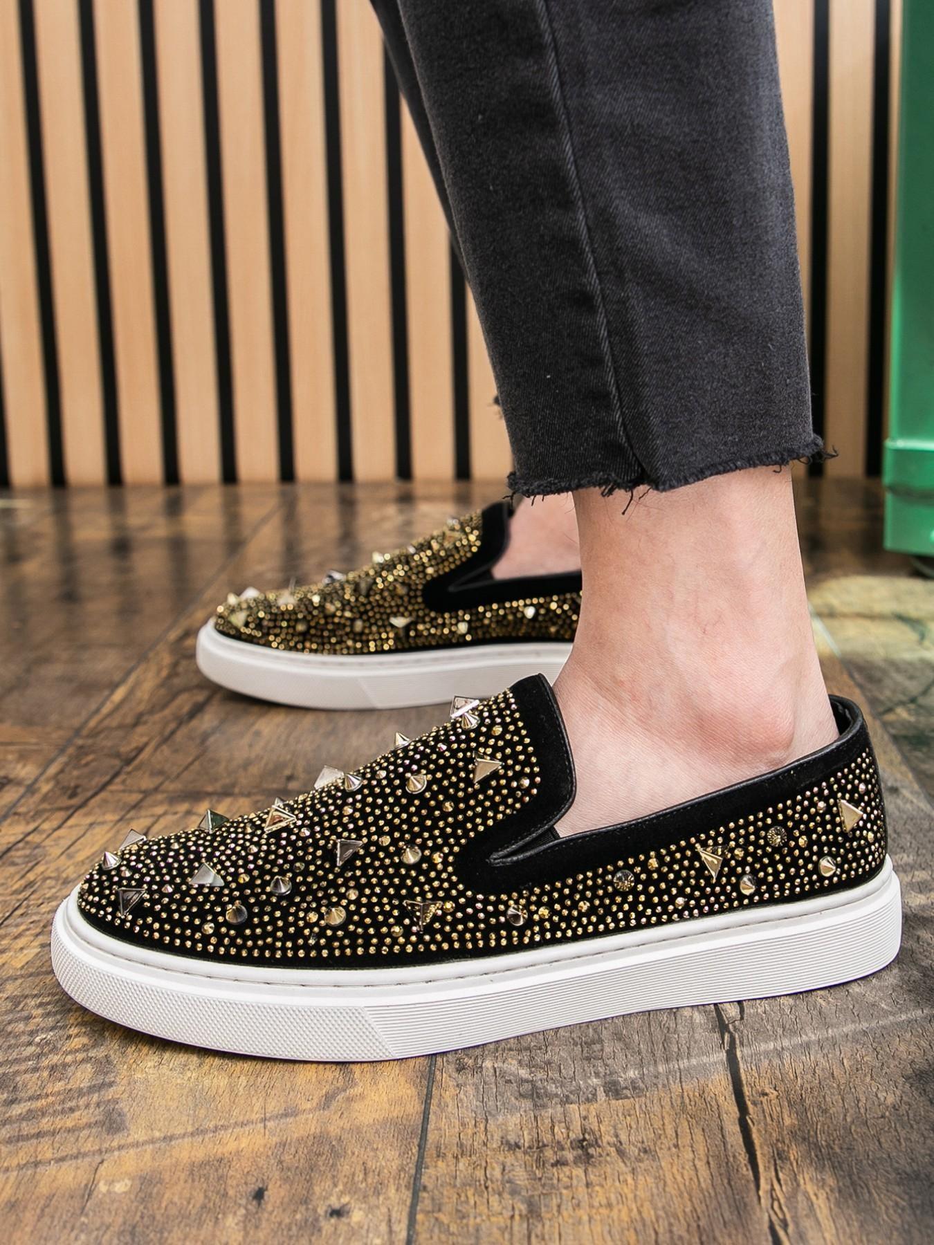 Men's Fashion Trendy Shoes, High-Quality Rivet Decor, Casual PU Leather, Rubber Sole, Ideal for Daily Wear, Business, Parties, Driving