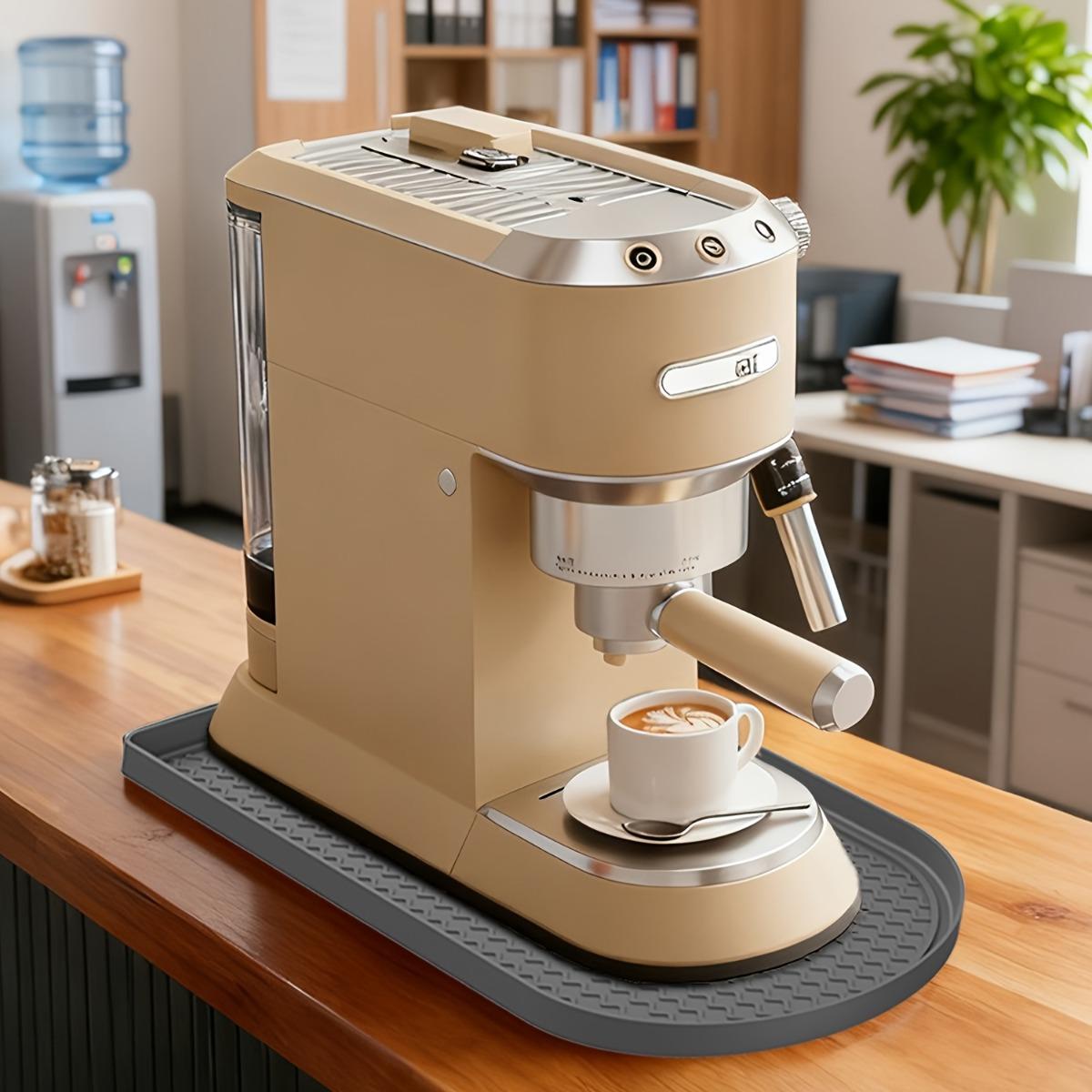 1PC Coffee Machine Countertop Silicone Mat, Non-Slip Kitchen Appliance Base Pad with Raised Edge to Contain Water and Coffee Spills, Durable Protective Mat for Coffee Maker, Juicer and Mixer