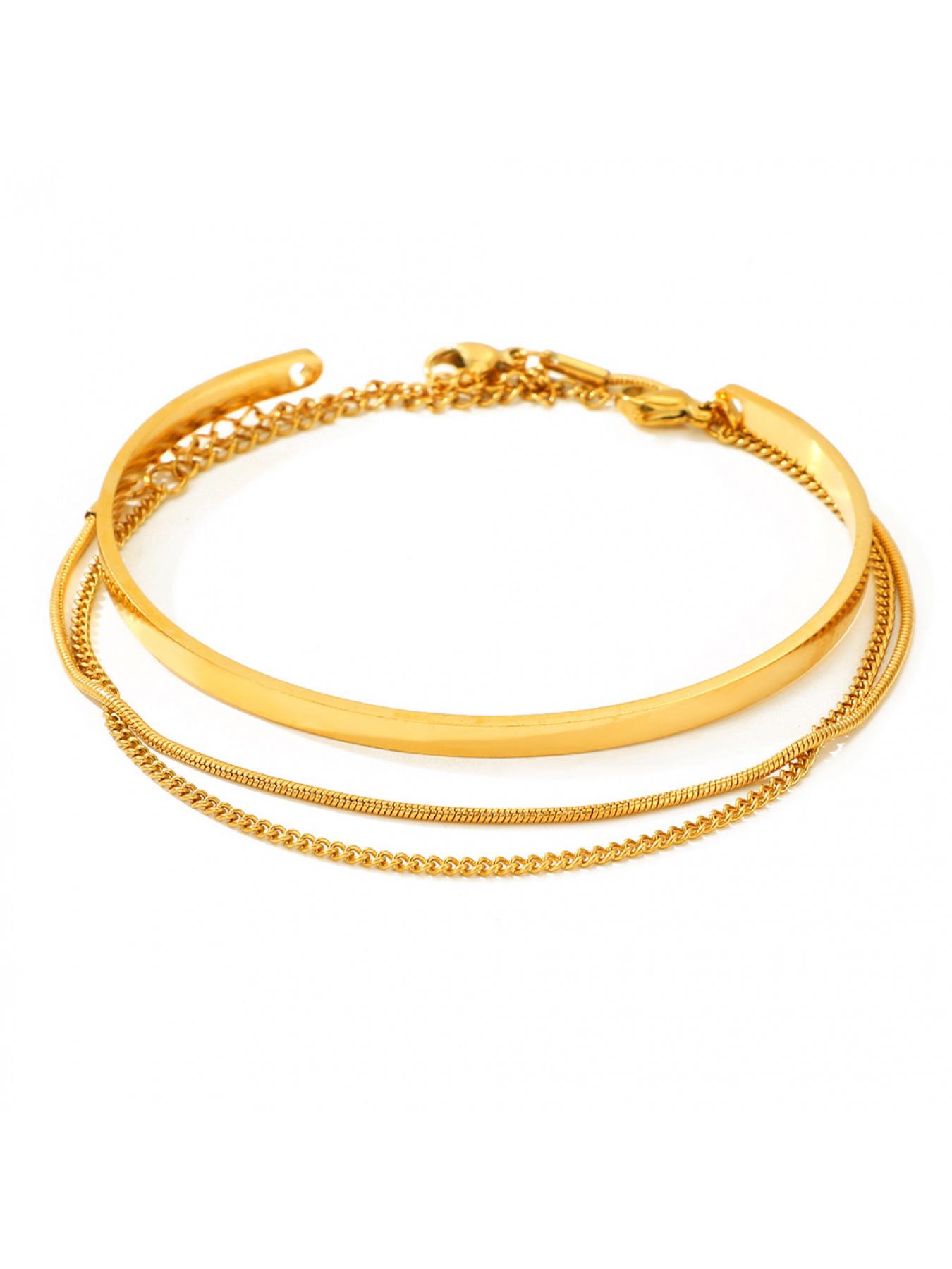 New style fashionable stackable cuff stainless steel bracelet - 3-piece layered bracelet snake-shaped box chain Cuban chain bracelet set