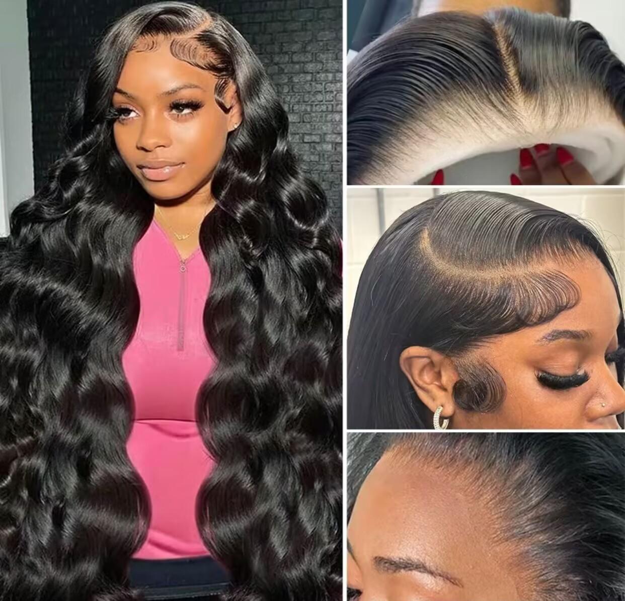 34 inch 36 inch 13x6 Deep Wave Lace Front Wigs Human Hair 