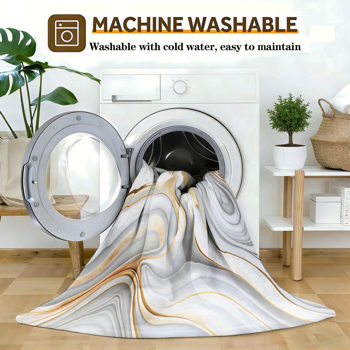 and Gold Marble Pattern Flannel Blanket, Soft and Cozy, Breathable and Warm, Sofa and Bedroom Decor, Gift for Holidays