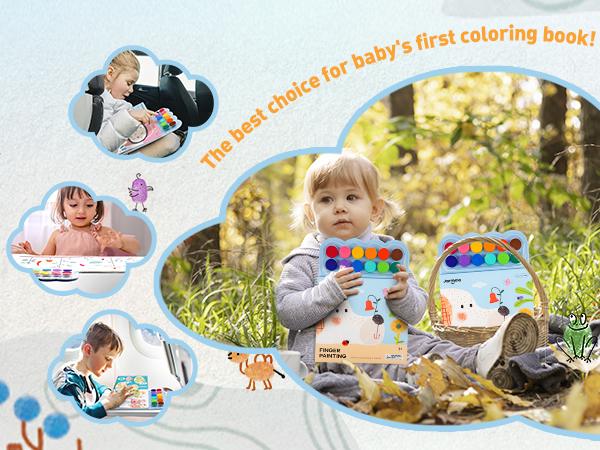 Jar Melo Fingerprint Handprint Coloring Book for Kids,Finger Painting Activity Book Craft Kit Art Learning Fun Doodle Toy Artistic Expression Ink Pads Easter Gifts