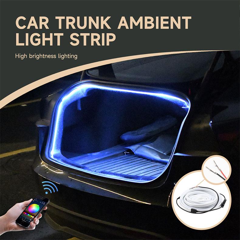 FCCEMC 5M RGB Car Rear Trunk Brighten LED Strip Multifunctional for Waterproof Flexible Light APP control connector Plug & Play 12V