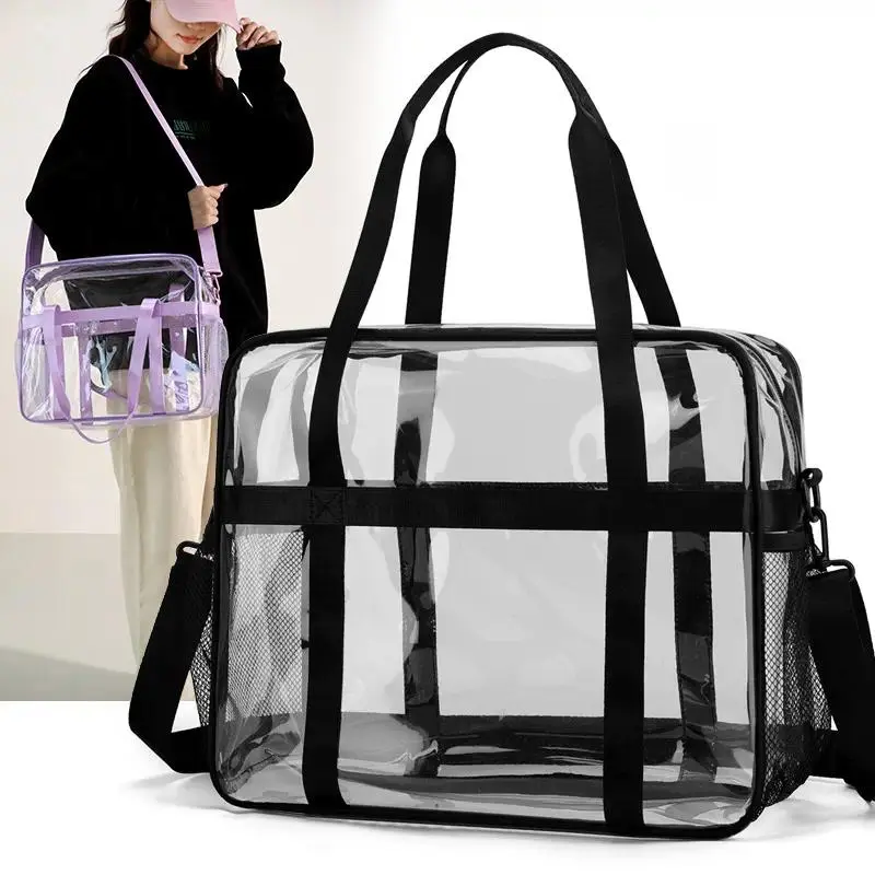 Unisex Transparent PVC Plus Size Backpack - Waterproof PVC Bag, Nylon-Lined Sports & Outdoor Travel Accessory for Beach Swims, Cosmetic Toiletry Storage