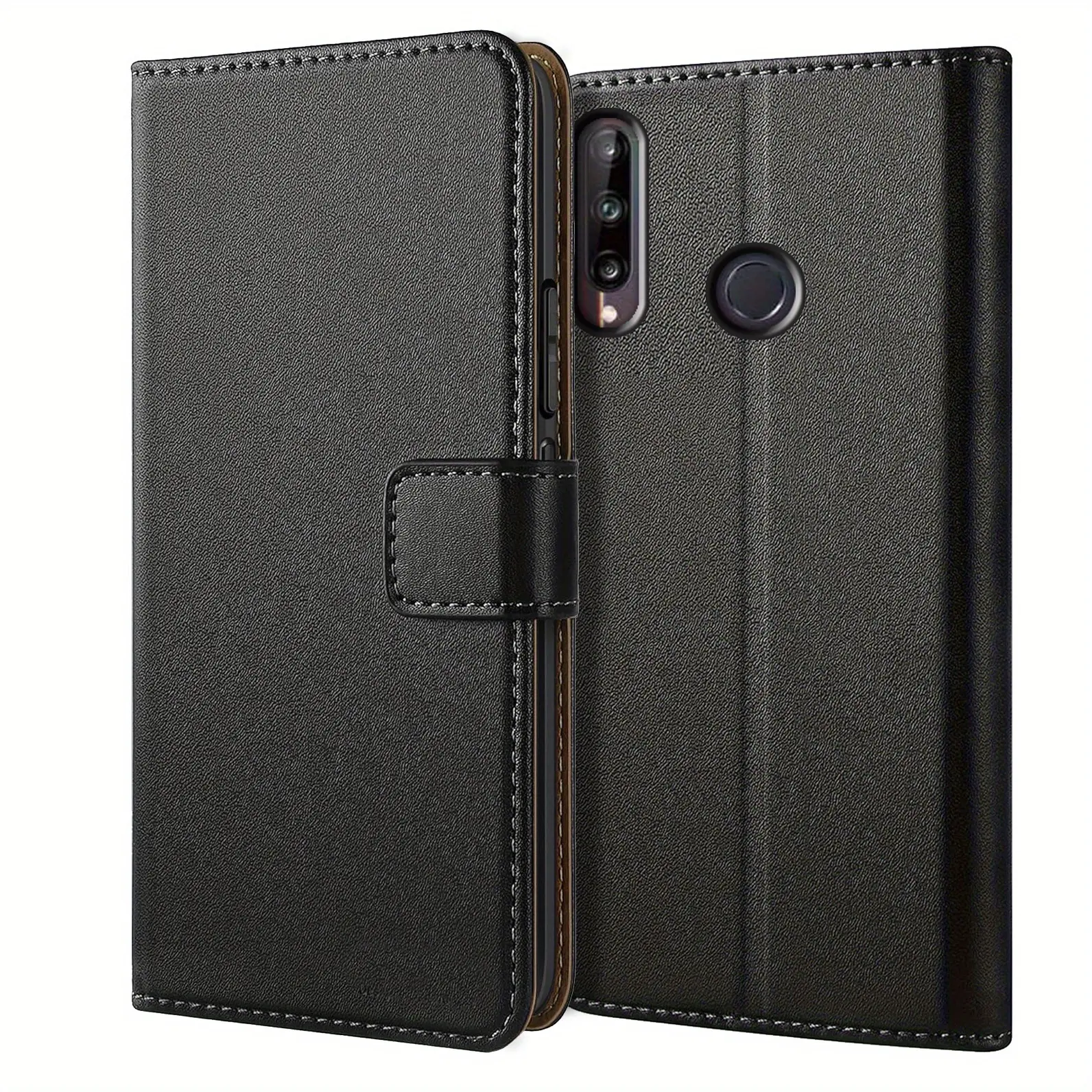 Mobile Phone Case For Huawei P40 / P40 Pro / P40 Lite E, With Kickstand PU Leather Card Slot Black Wallet Flip Protective Phone Case Cover