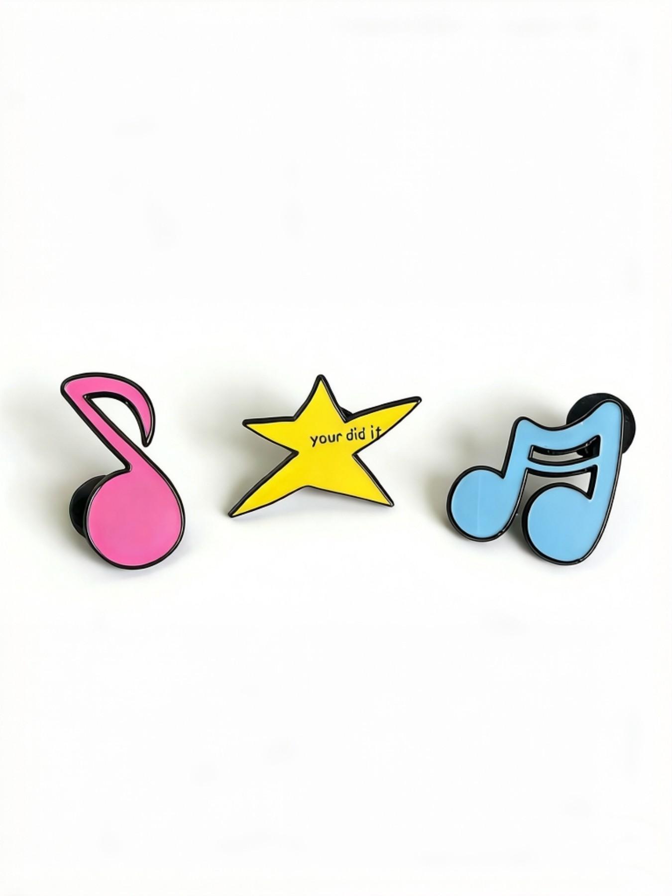 3-Pack Inspirational Enamel Pins, Alloy Lapel Pins, Japanese Style Badge, Mini Collar Pins, Versatile Fashion Accessories