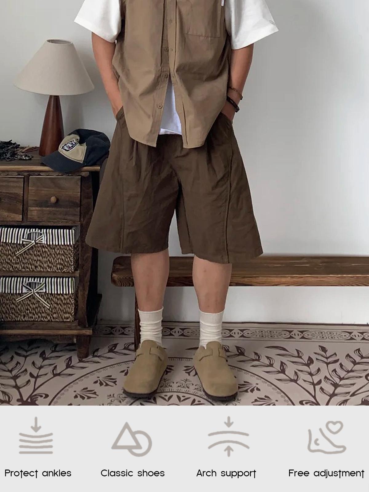 FITORY Breathe I | Men’s Clogs Men’s Potato Shoes Fashion Suede Leather Shoes with Adjustable Straps with Arch Support