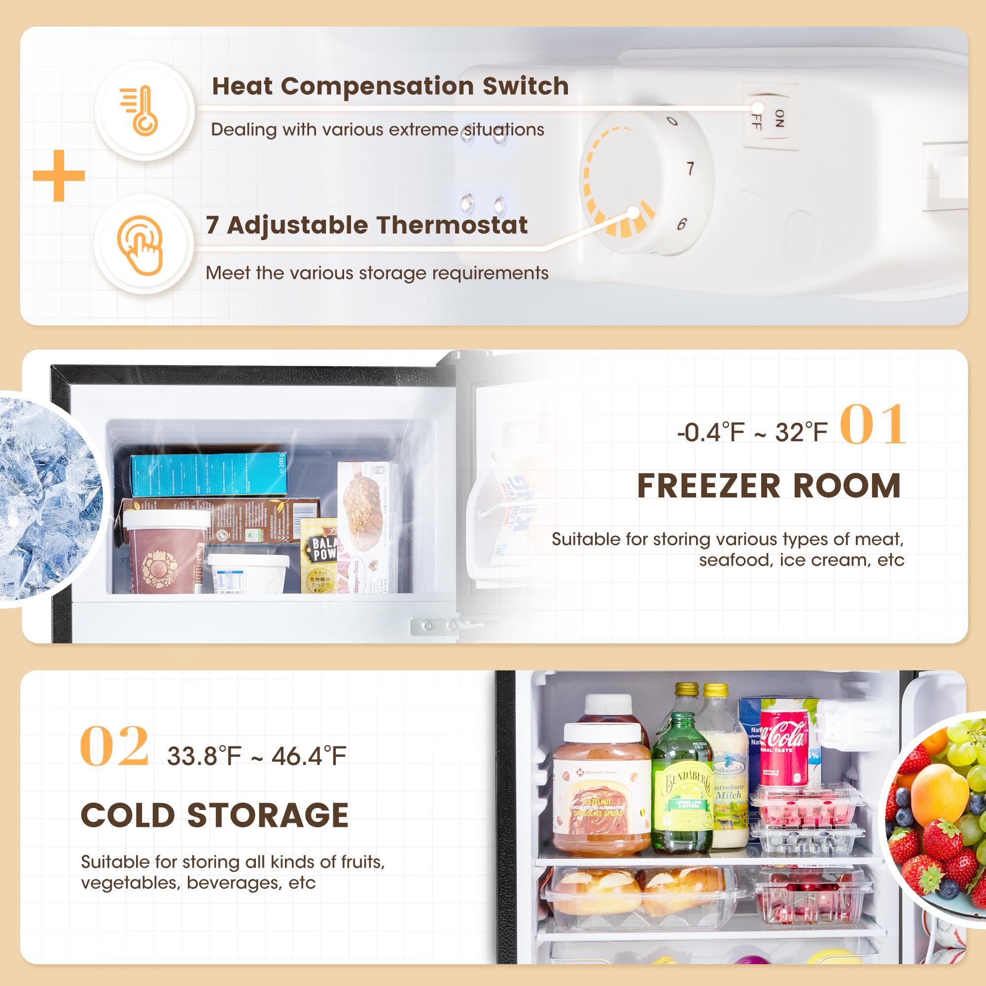 MANASTIN 3.5 Cu.Ft Mini Fridge with Freezer, 2 Door Small Refrigerator, 7 Level Adjustable Thermostat, Compact Fridge for Living Room, Office, Kitchen and Apartment