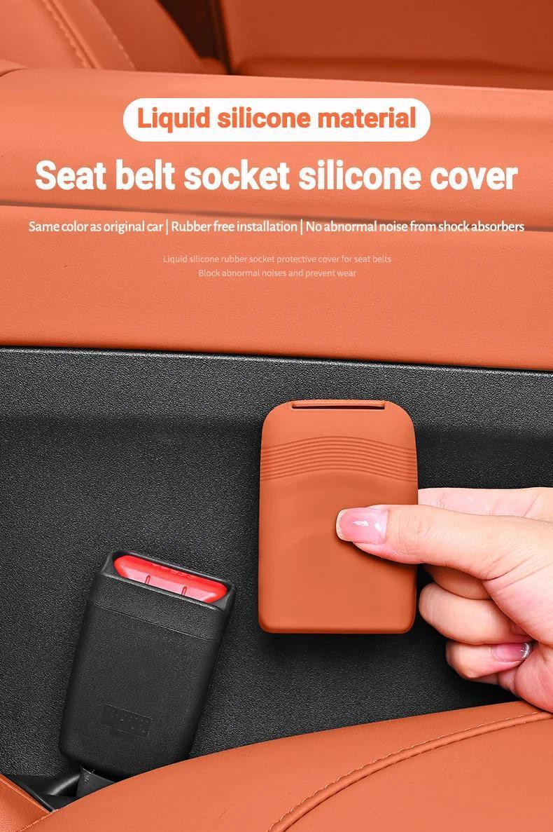 Universal Car Seat Belt Socket Protective Cover Silicone Car Safety Seat Belt Anti-Scratch Cover Button protective case