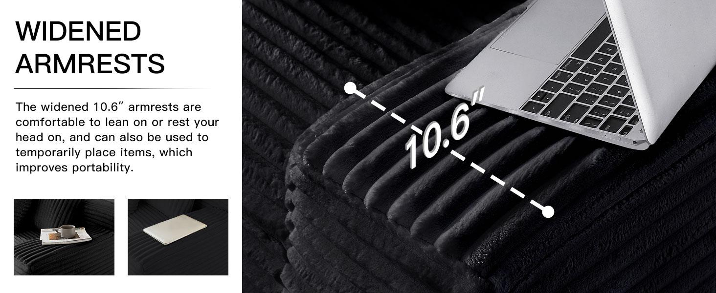 【2Package Delivery】 Avenix 106" Boneless Sectional Couch -Modular Sofa for Living Room ️, Soft Corduroy Fabric with Deep Seat Design, Cloud Sectional Couches for Living Room Bedroom, Living Room Furniture, Sofas Para Sala  - No Assembly Sofa Bed Couch