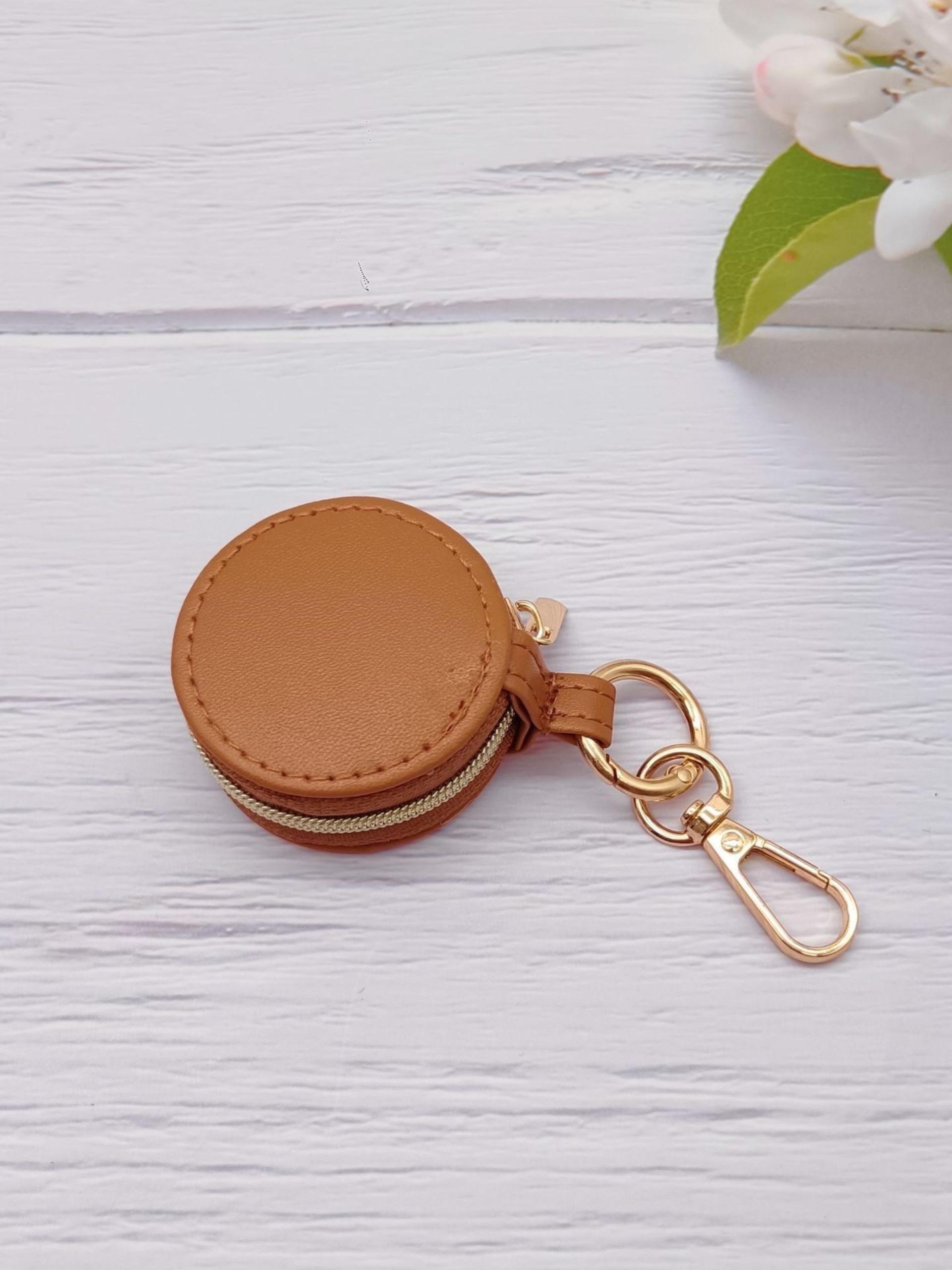 PU Leather Travel Bag Zip Keychain, Portable Mini Jewelry Box, Elegant Solid Pattern, All Seasons Accessory Organizer