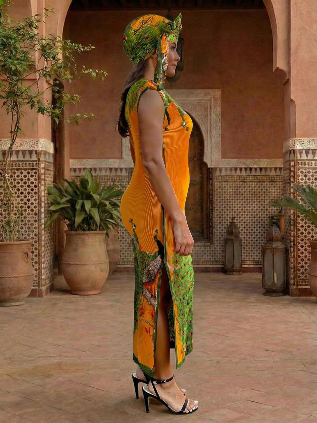 Women's Casual Slim Fit Long Dress Set, All-Over Printed Moo-Moo Style, Beach & Sun Protection Scarf, Chic Fall/winter Fashion - TikTok Shop Women's Casual Slim Fit Long Dress Set, All-Over Printed Moo-Moo Style, Beach & Sun Protection Scarf, Chic Fall/winter Fashion - TikTok Shop