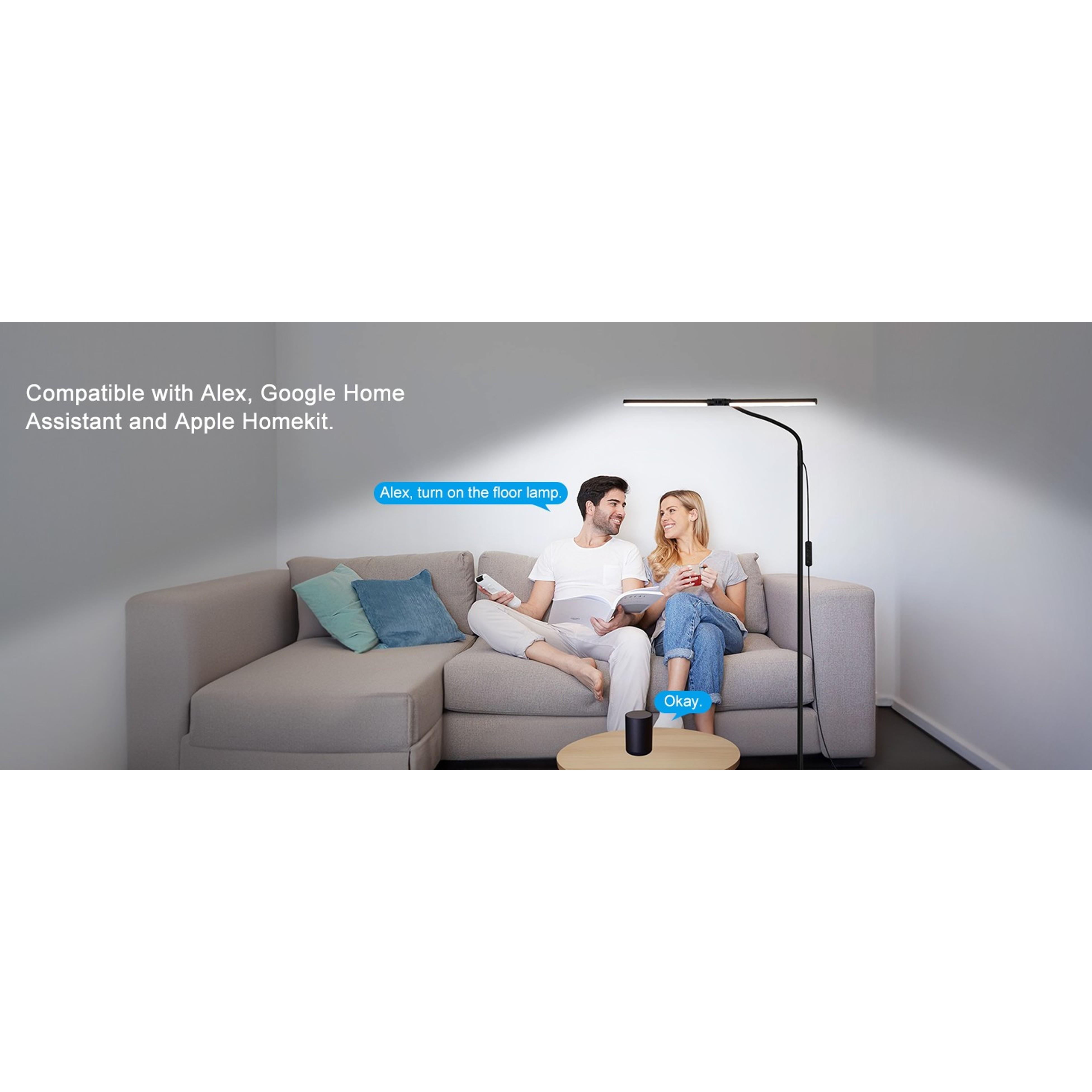 LED Floor Lamp, 18W/2000LM Bright Reading Floor Lamp for Office with Double Head, Adjustable Gooseneck Dimmable Modern Standing Light for Lash Extension Craft, Eye Caring Floor Lamps for Living Room
