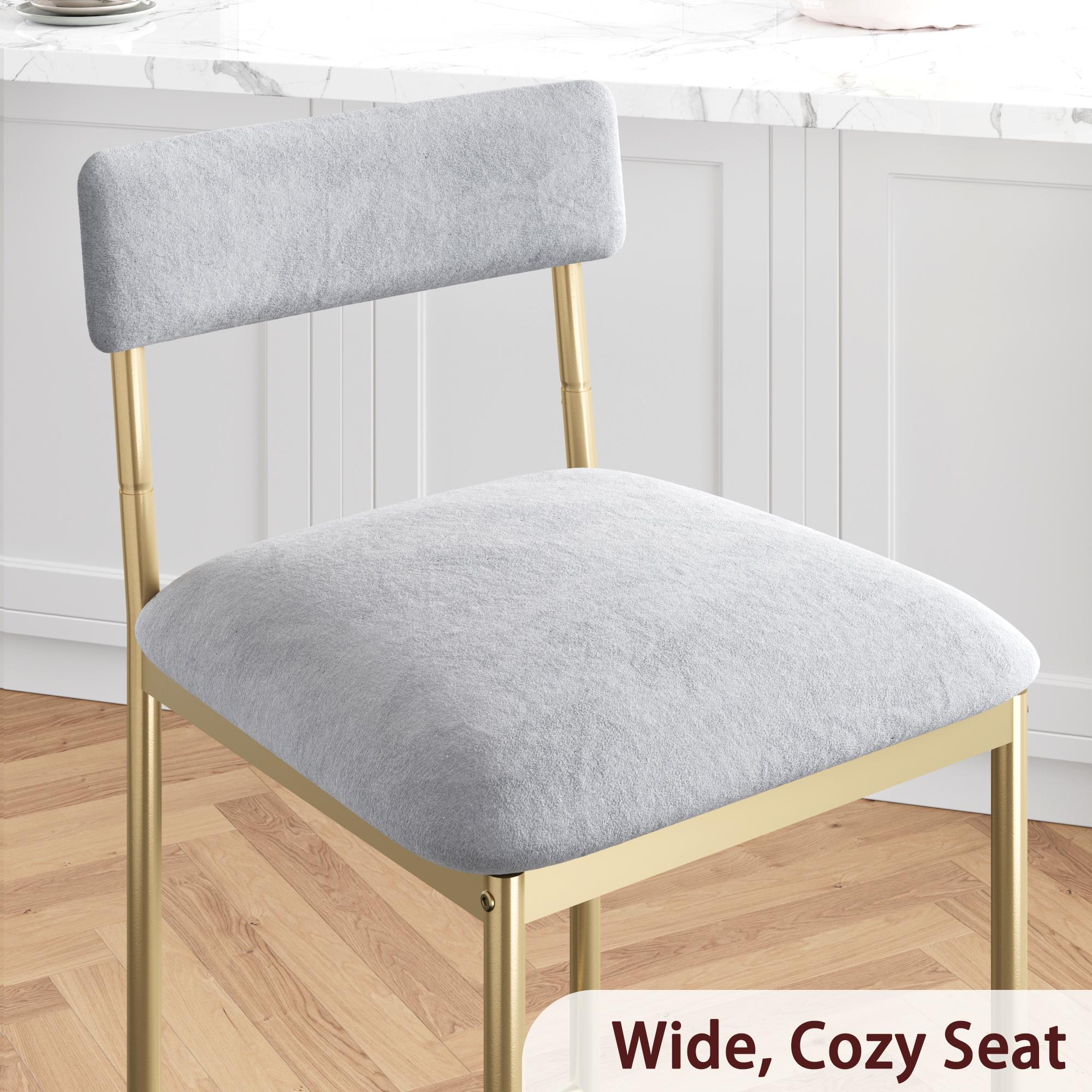 Garvee 3-Piece Dining Table Set for 2 with Upholstered Velvet Gray Chairs and Gold White Counter Height Table Featuring 3 Storage Shelves, Ideal for Small Spaces and Apartments